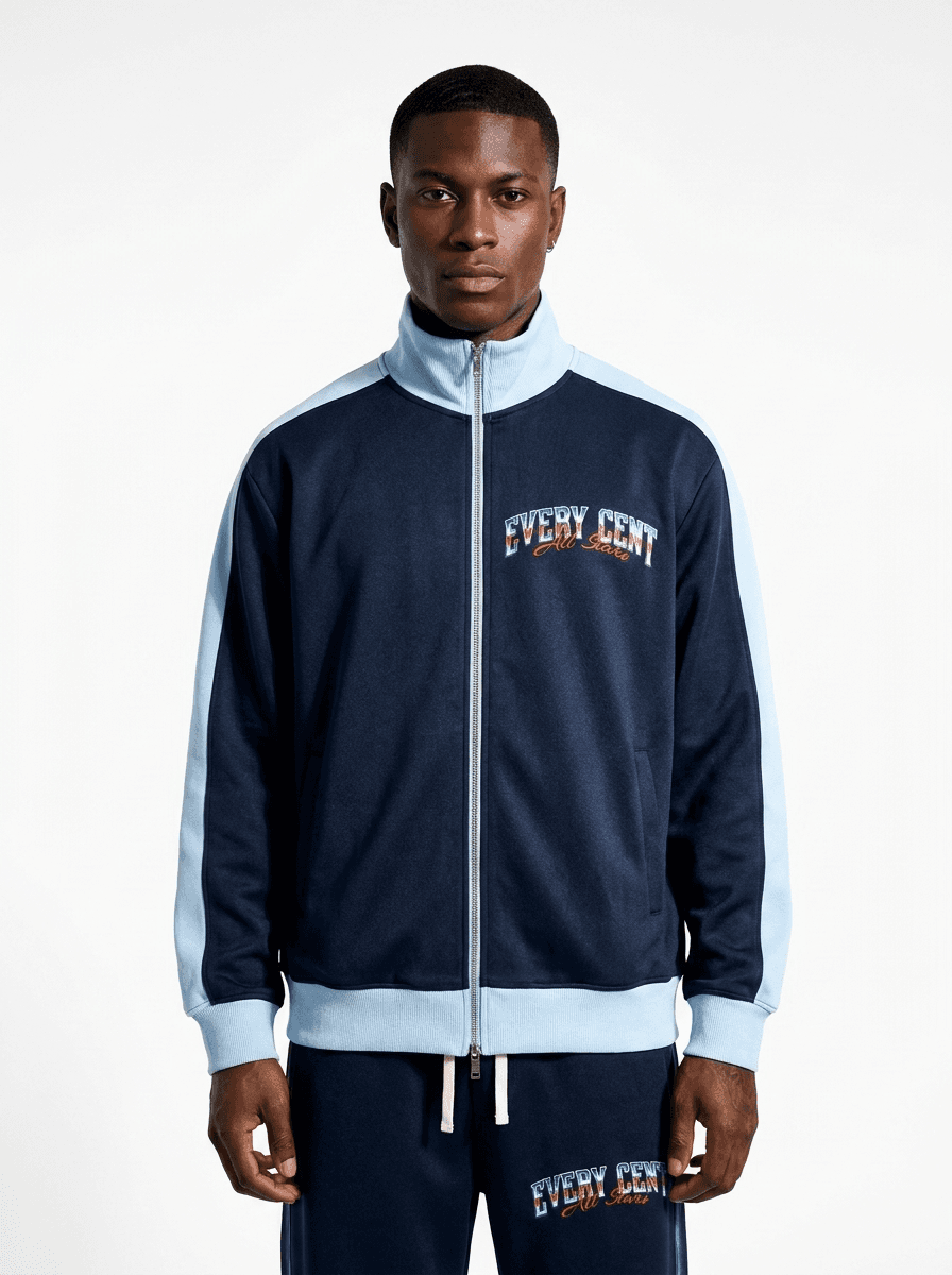 Every Cent All Stars navy track jacket, front