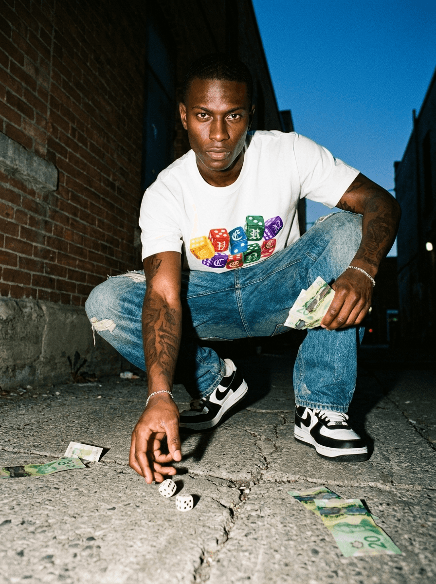 Every Cent Dice Tee in the alley